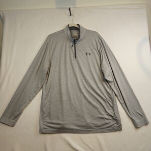 Under Armour Men's Striped Gray Long Sleeve Shirt ¼ Zip Size 2XL